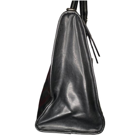 Victoria's Secret Black Faux Leather Carry On Over Night Weekender Travel Bag - Picture 4 of 12